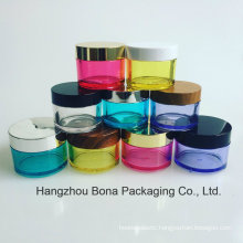 Colorful PETG Cosmetic Jar with Bamboo Lids Cream Jar Plastic Jar